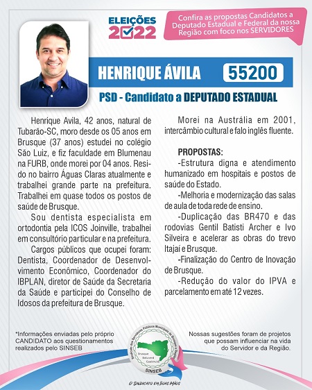 Henrique Ávila - Candidatos a Dep. e SINSEB - Conversa com o Servidor Público