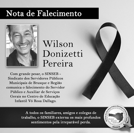 Nota de Falecimento - Wilson Donizetti Pereira