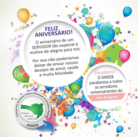 Parabenizamos todos os nossos sócios aniversariantes deste mês de Agosto