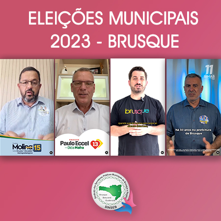 Eleições Municipais 2023 - candidatos William Molina (MDB), Paulo Eccel (PT), André Vechi (DC) e Alessandro Simas (PP).