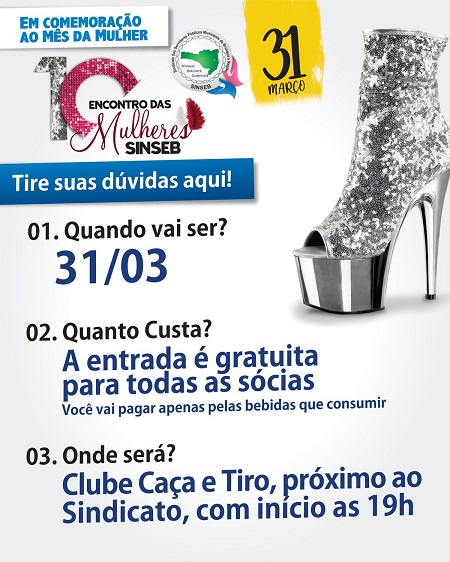 Não esqueça, dia 31 de Março tem encontro das mulheres!  faça já a sua reserva no Sindicato ou através dos número 3351-0328 e 99635-1211.