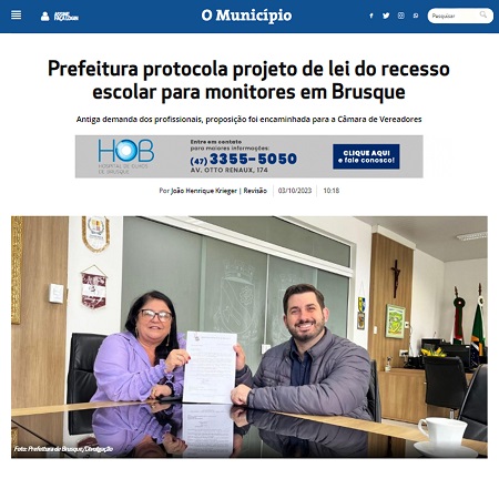 SINSEB é destaque na edição do dia 03/10/2023 do Jornal “O Município”