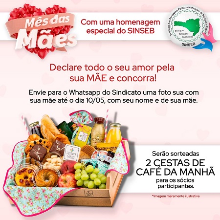 Mês das Mães com uma Homenagem especial do SINSEB!  Declare todo o seu amor pela sua mãe! Envie para o WhatsApp do Sindicato uma foto sua com sua...