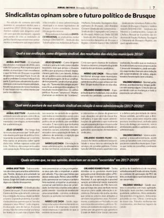 JORNAL EM FOCO ENTREVISTA SINSEB E DEMAIS SINDICATOS SOBRE O FUTURO POLÍTICO DE BRUSQUE