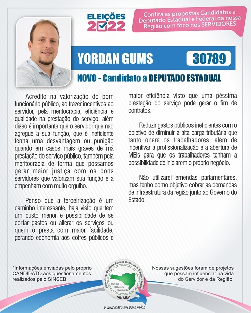 Yordan Gums - Candidatos a Dep. e SINSEB - Conversa com o Servidor Público