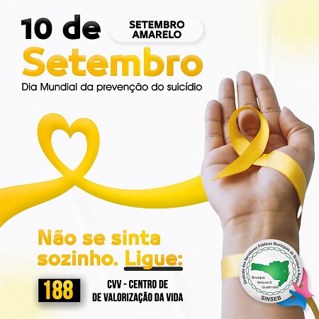 Dia 10 de Setembro - Dia mundial da prevenção do suicídio  Que neste mês possamos cuidar e ajudar aqueles que precisam de uma palavra de esperança...