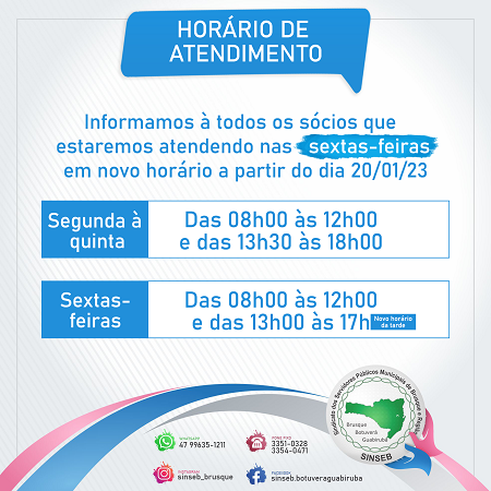 Aviso! - Mudança no horário de atendimento nas sextas-feiras