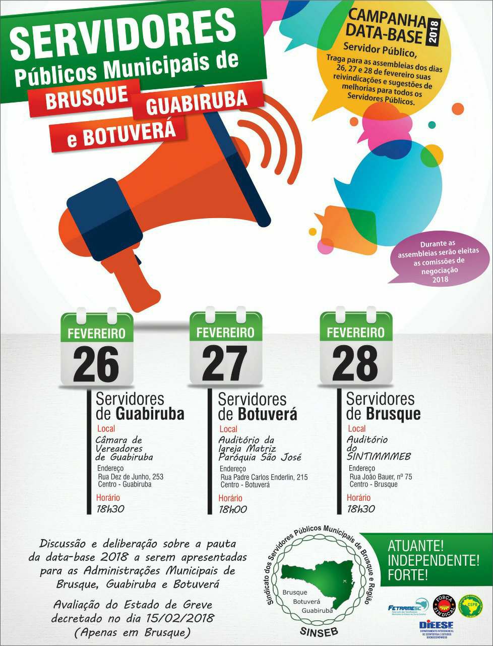Campanha Data-Base 2018 - Brusque, Botuverá e Guabiruba
