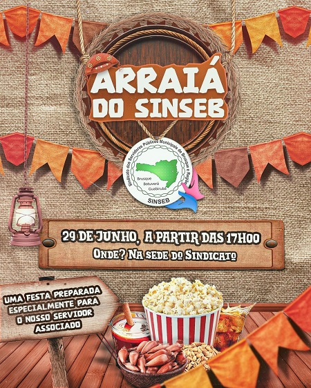 Venha se divertir conosco no Arraiá do SINSEB 2023!  Junte-se a nós no Arraiá do SINSEB, uma festa junina especial para nossos servidores associa...